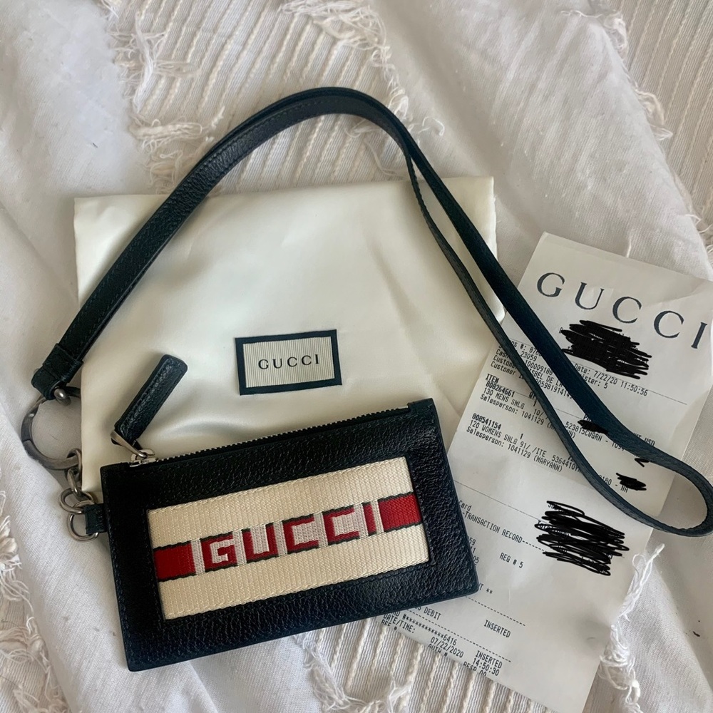 **Brand New** Gucci Logo Card Case and Lanyard.